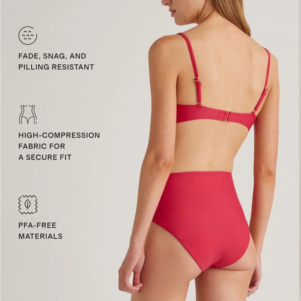 Quince High-Waisted pink Bikini Bottom only - Picture 3 of 6